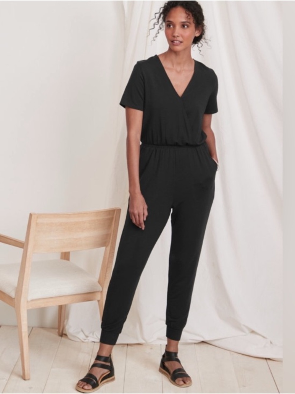 Garnet Hill Surplice Jogger Jumpsuit